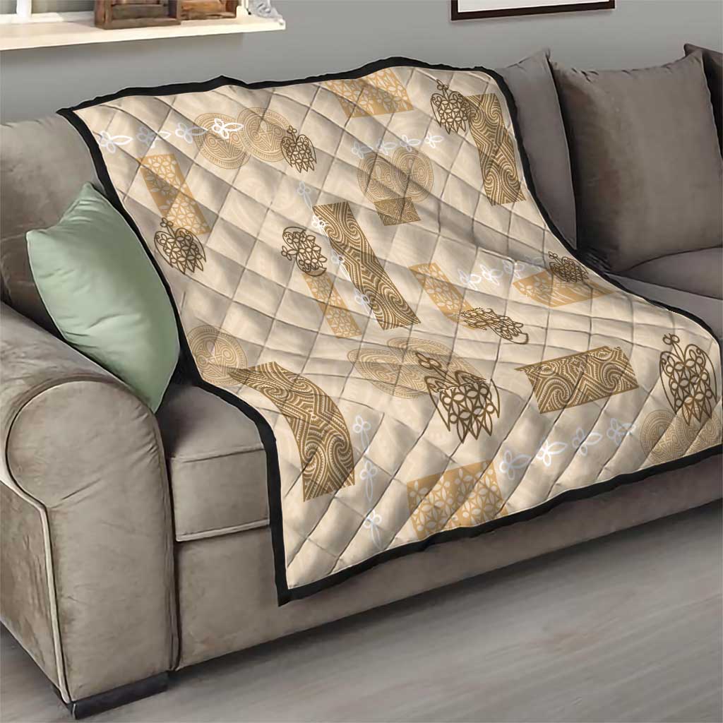 Vintage Lapita Quilt Iconic Double Face Pattern Beige LT05 - Polynesian Pride