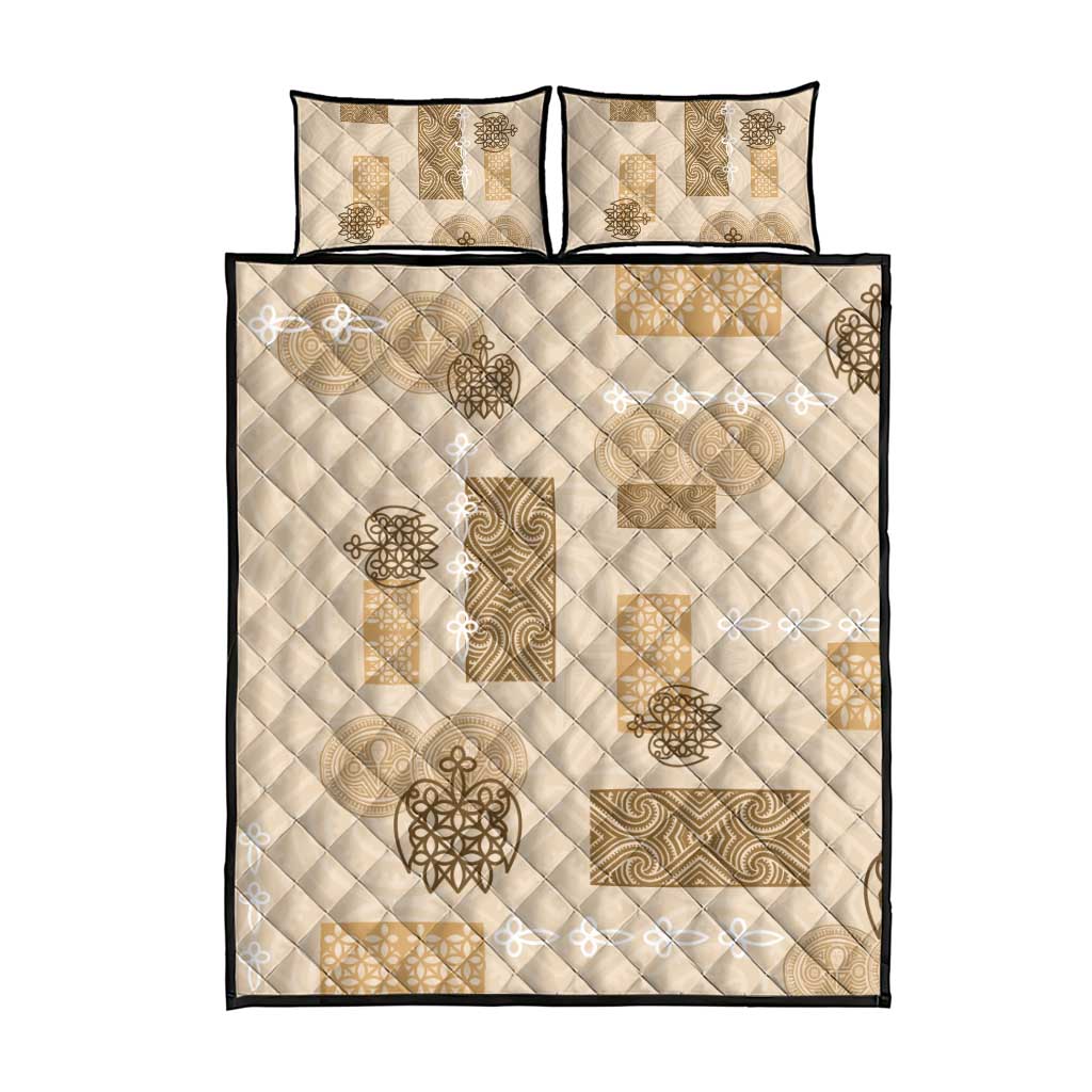 Vintage Lapita Quilt Bed Set Iconic Double Face Pattern Beige LT05 - Polynesian Pride