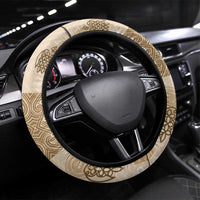 Vintage Lapita Steering Wheel Cover Iconic Double Face Pattern Beige LT05 Universal Fit Beige - Polynesian Pride