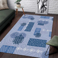 Vintage Lapita Area Rug Iconic Double Face Pattern Blue LT05 Blue - Polynesian Pride