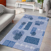Vintage Lapita Area Rug Iconic Double Face Pattern Blue LT05 - Polynesian Pride