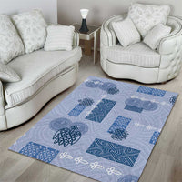 Vintage Lapita Area Rug Iconic Double Face Pattern Blue LT05 - Polynesian Pride