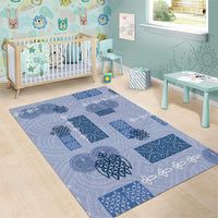 Vintage Lapita Area Rug Iconic Double Face Pattern Blue LT05 - Polynesian Pride