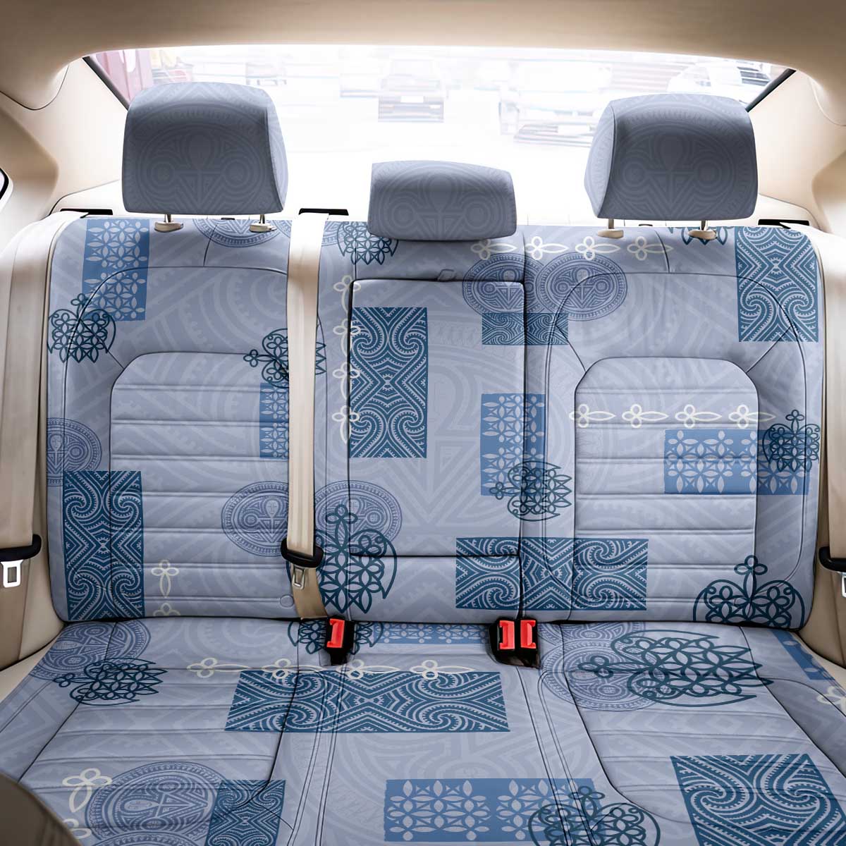 Vintage Lapita Back Car Seat Cover Iconic Double Face Pattern Blue LT05 - Polynesian Pride