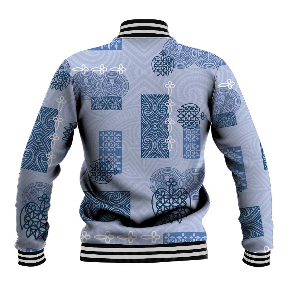 Vintage Lapita Baseball Jacket Iconic Double Face Pattern Blue LT05 - Polynesian Pride