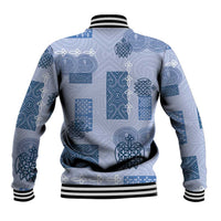 Vintage Lapita Baseball Jacket Iconic Double Face Pattern Blue LT05 - Polynesian Pride