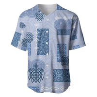 Vintage Lapita Baseball Jersey Iconic Double Face Pattern Blue LT05 Blue - Polynesian Pride
