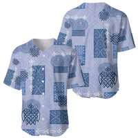 Vintage Lapita Baseball Jersey Iconic Double Face Pattern Blue LT05 - Polynesian Pride