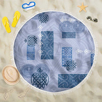 Vintage Lapita Beach Blanket Iconic Double Face Pattern Blue LT05 One Size 150cm Blue - Polynesian Pride