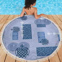 Vintage Lapita Beach Blanket Iconic Double Face Pattern Blue LT05 - Polynesian Pride