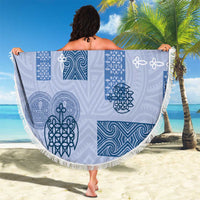 Vintage Lapita Beach Blanket Iconic Double Face Pattern Blue LT05 - Polynesian Pride