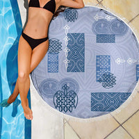 Vintage Lapita Beach Blanket Iconic Double Face Pattern Blue LT05 - Polynesian Pride