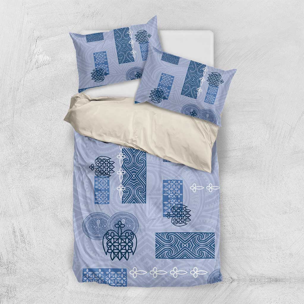 Vintage Lapita Bedding Set Iconic Double Face Pattern Blue LT05 US Twin 172cm x 218cm Blue - Polynesian Pride
