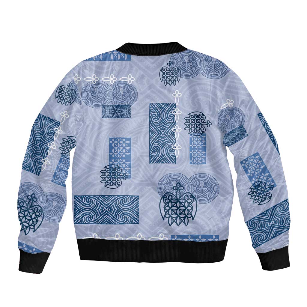 Vintage Lapita Bomber Jacket Iconic Double Face Pattern Blue LT05 - Polynesian Pride