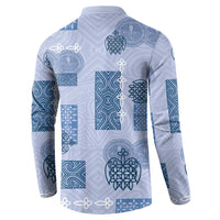 Vintage Lapita Button Sweatshirt Iconic Double Face Pattern Blue LT05 - Polynesian Pride