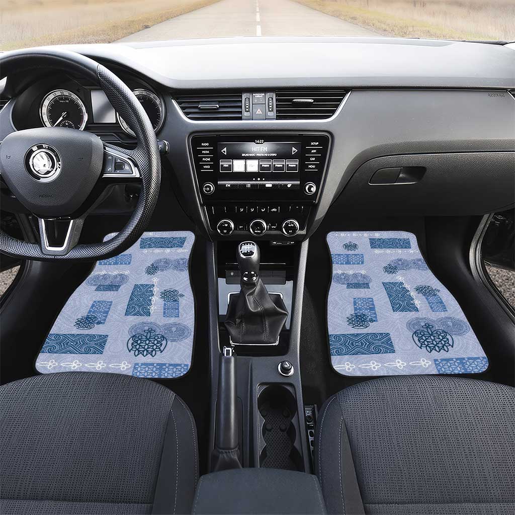 Vintage Lapita Car Mats Iconic Double Face Pattern Blue LT05 Set 2pcs - Front Blue - Polynesian Pride