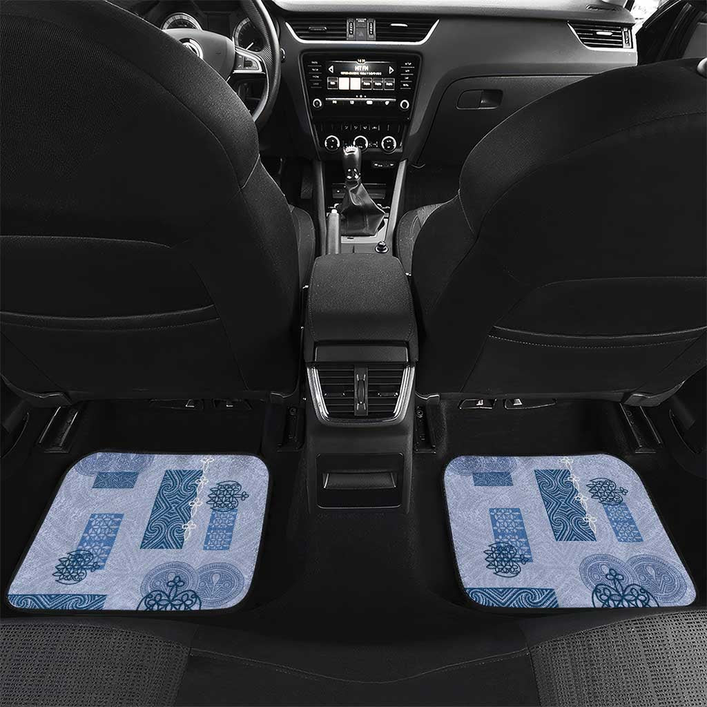 Vintage Lapita Car Mats Iconic Double Face Pattern Blue LT05 Set 2pcs - Back Blue - Polynesian Pride