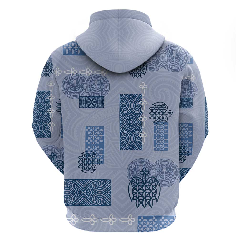 Vintage Lapita Hoodie Iconic Double Face Pattern Blue LT05 - Polynesian Pride