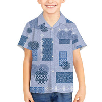 Vintage Lapita Kid Hawaiian Shirt Iconic Double Face Pattern Blue LT05 Kid Blue - Polynesian Pride
