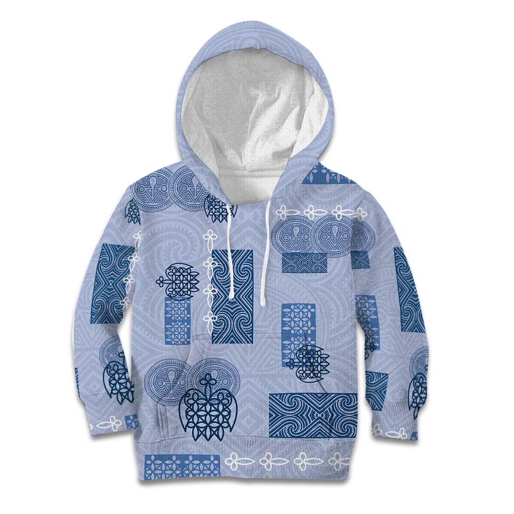 Vintage Lapita Kid Hoodie Iconic Double Face Pattern Blue LT05 Hoodie Blue - Polynesian Pride