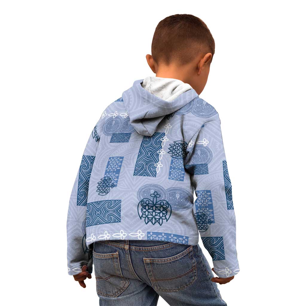 Vintage Lapita Kid Hoodie Iconic Double Face Pattern Blue LT05 - Polynesian Pride