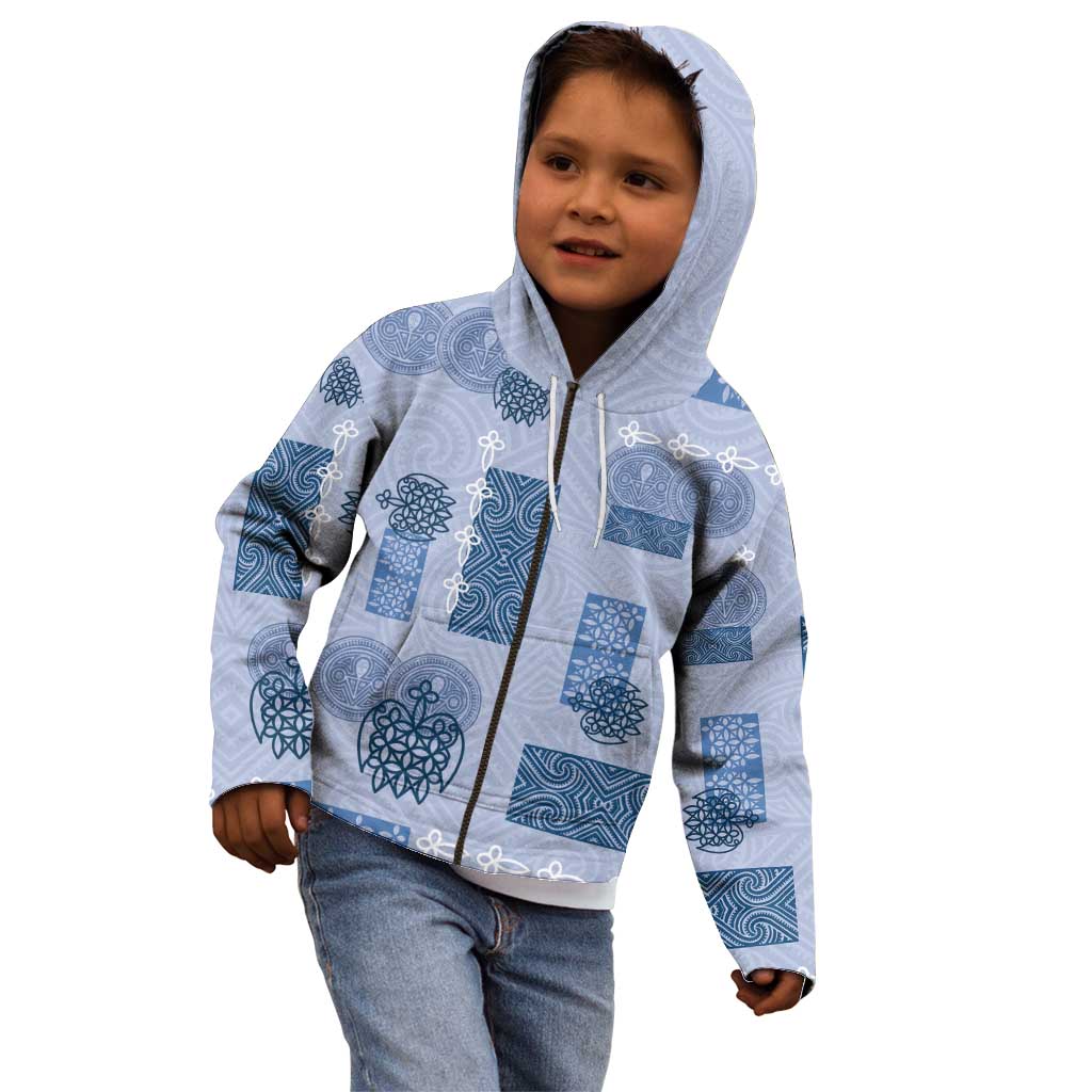 Vintage Lapita Kid Hoodie Iconic Double Face Pattern Blue LT05 - Polynesian Pride
