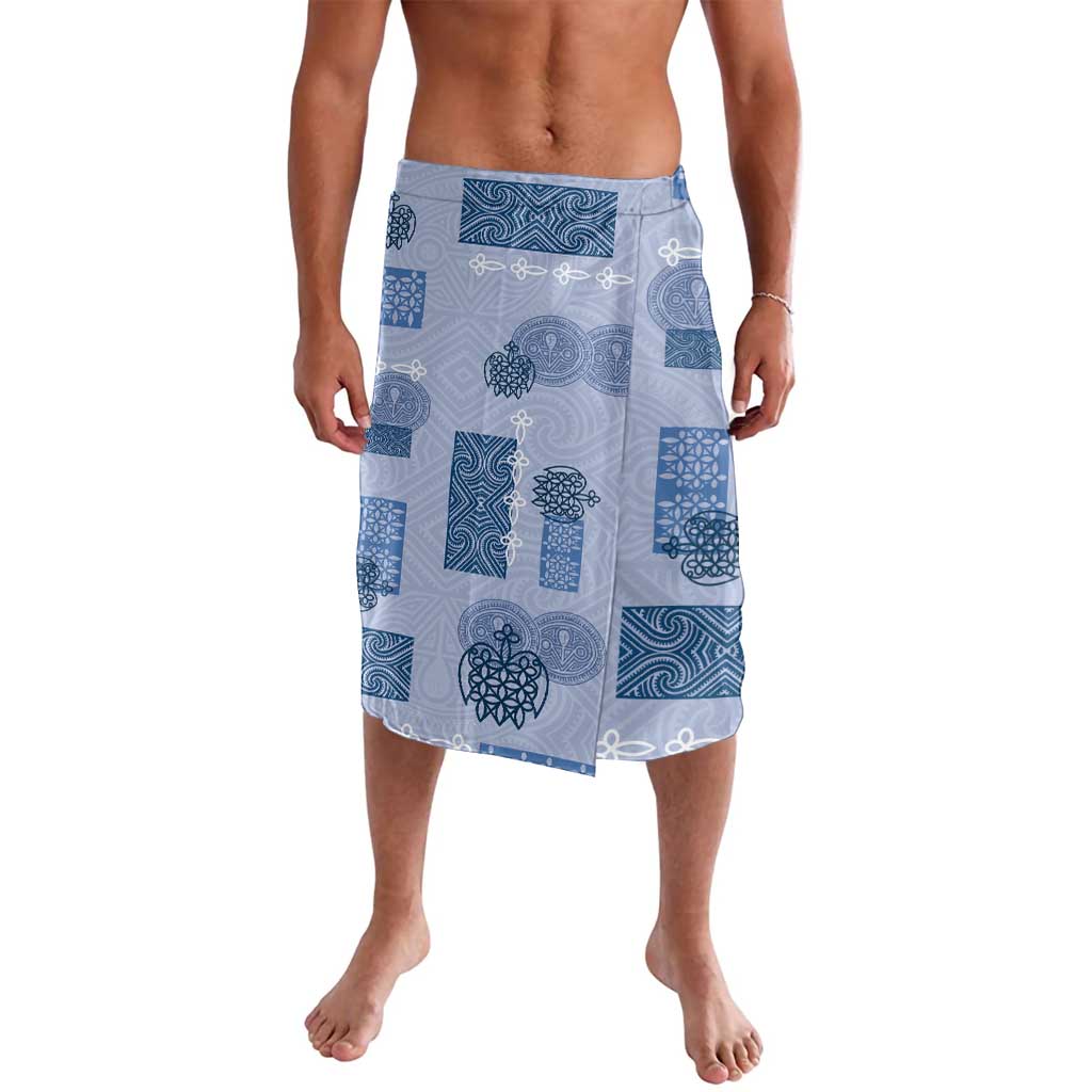 Vintage Lapita Lavalava Iconic Double Face Pattern Blue LT05 Blue - Polynesian Pride