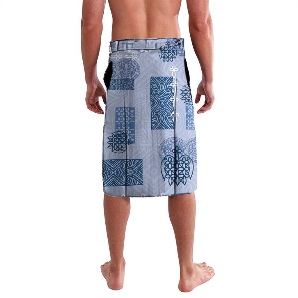 Vintage Lapita Lavalava Iconic Double Face Pattern Blue LT05 - Polynesian Pride