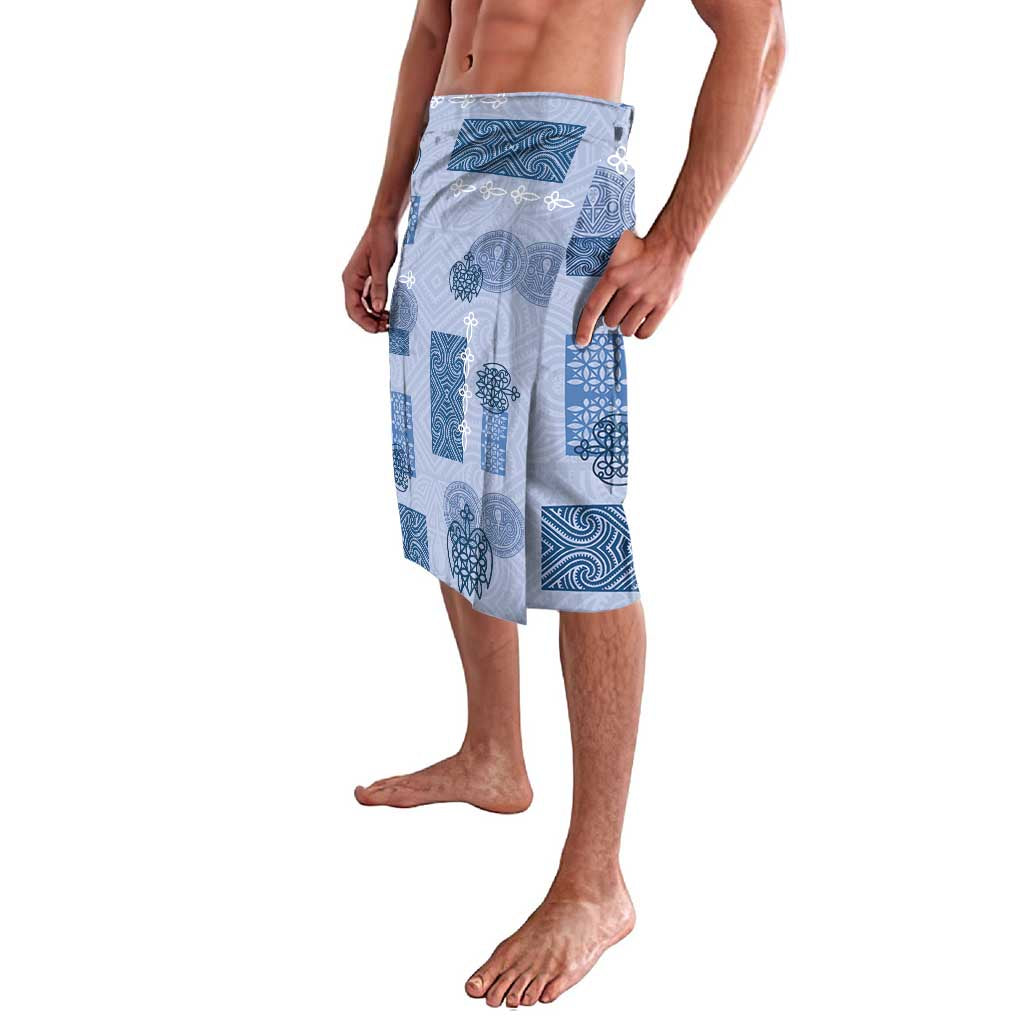 Vintage Lapita Lavalava Iconic Double Face Pattern Blue LT05 - Polynesian Pride