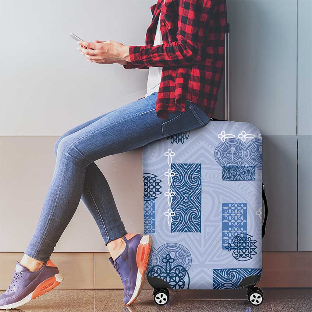 Vintage Lapita Luggage Cover Iconic Double Face Pattern Blue LT05 - Polynesian Pride