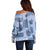 Vintage Lapita Off Shoulder Sweater Iconic Double Face Pattern Blue