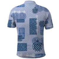 Vintage Lapita Polo Shirt Iconic Double Face Pattern Blue LT05 - Polynesian Pride