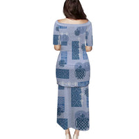 Vintage Lapita Puletasi Iconic Double Face Pattern Blue LT05 - Polynesian Pride