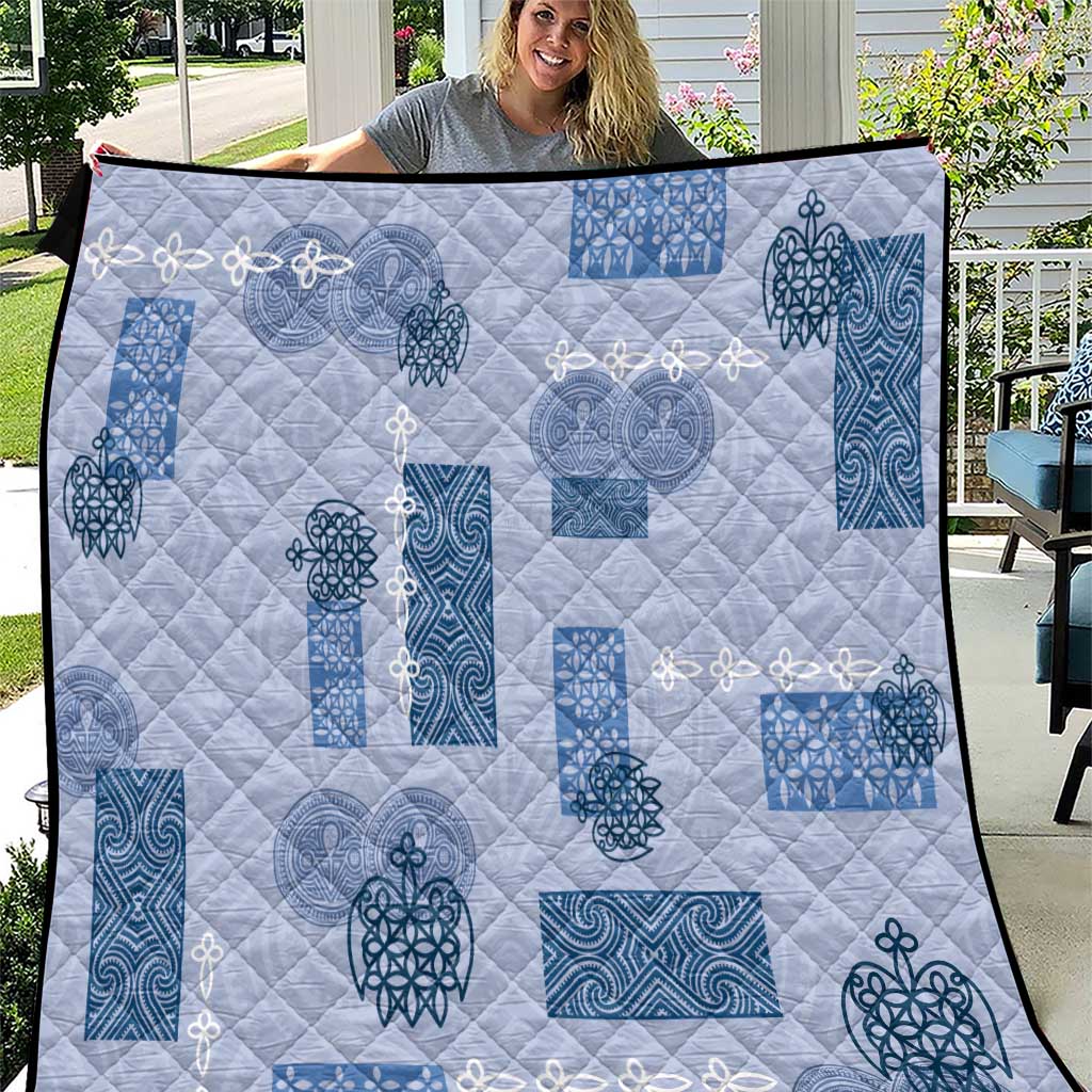 Vintage Lapita Quilt Iconic Double Face Pattern Blue LT05 Blue - Polynesian Pride