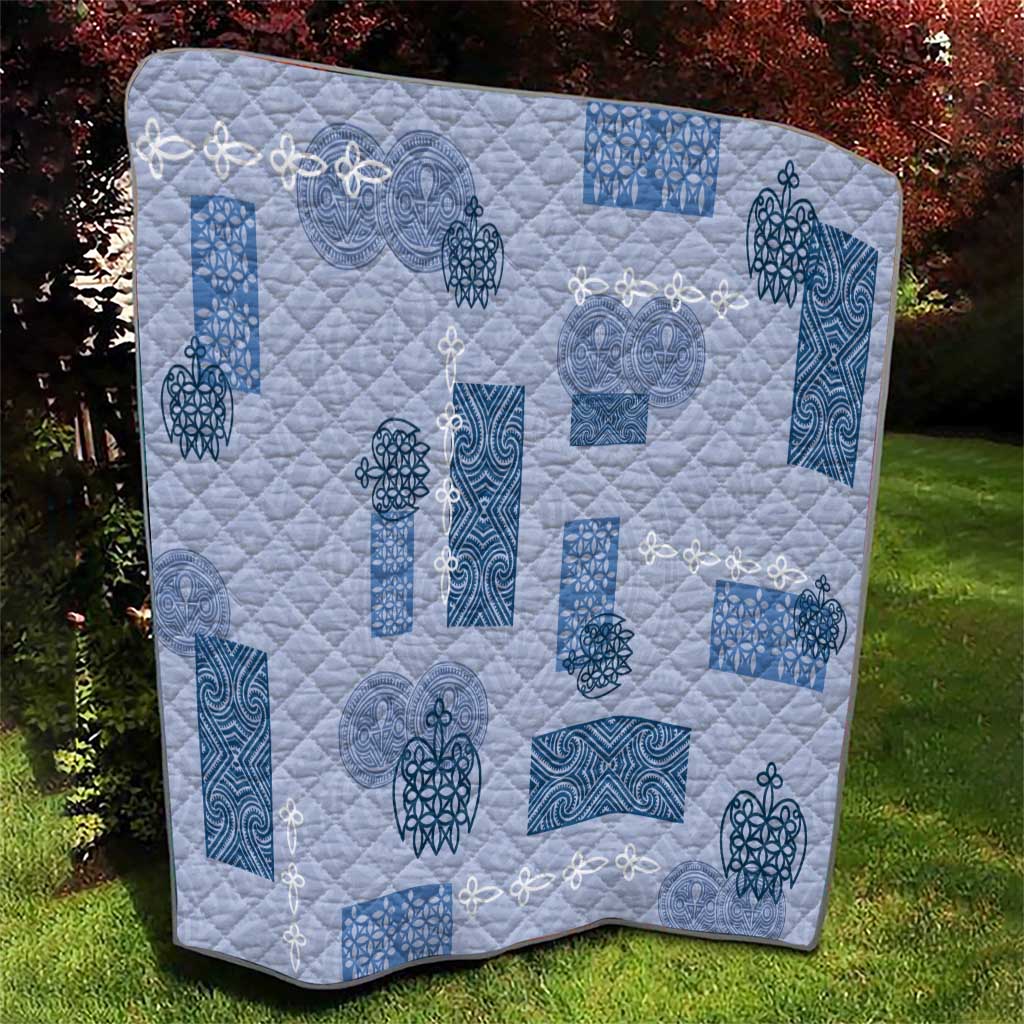 Vintage Lapita Quilt Iconic Double Face Pattern Blue LT05 - Polynesian Pride