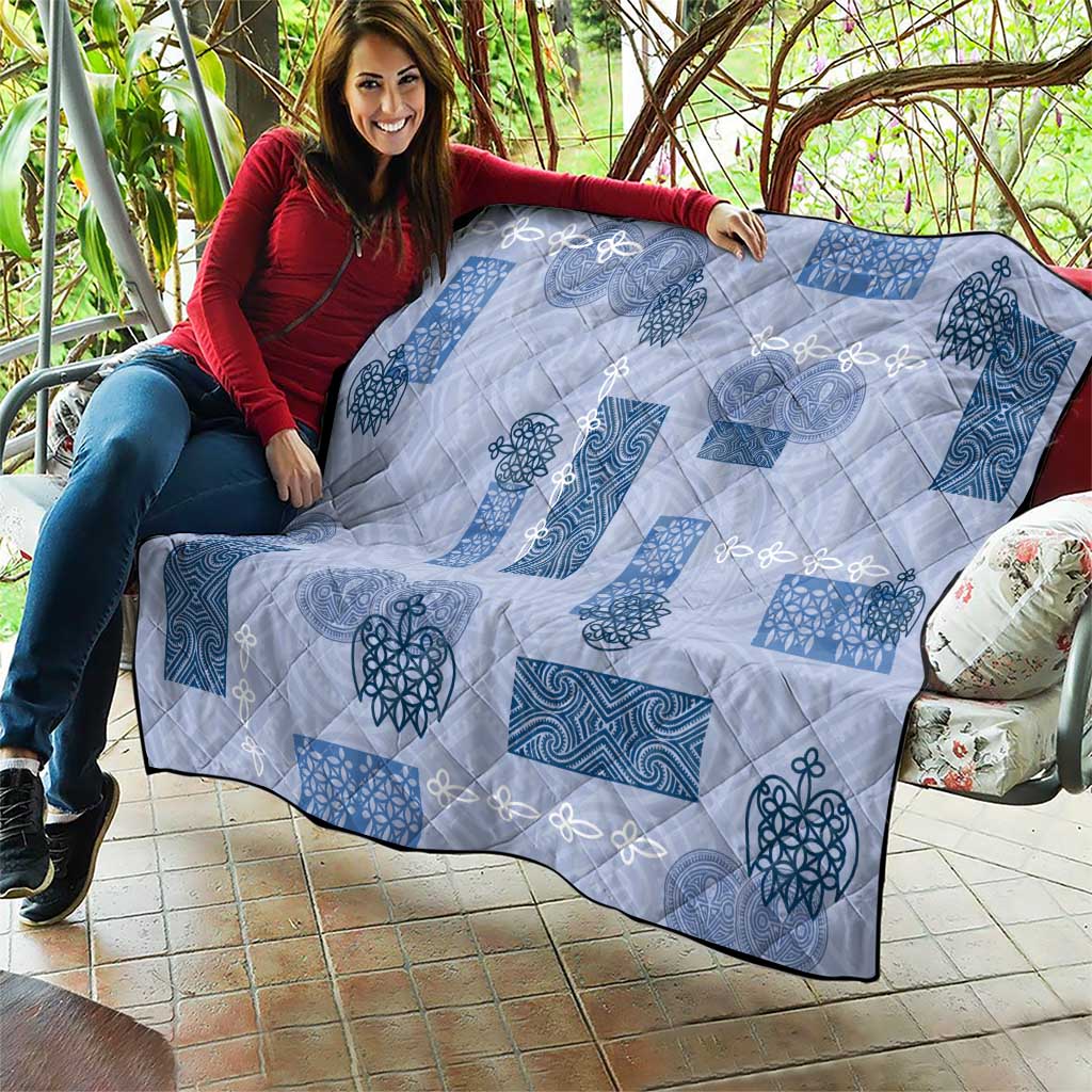 Vintage Lapita Quilt Iconic Double Face Pattern Blue LT05 - Polynesian Pride