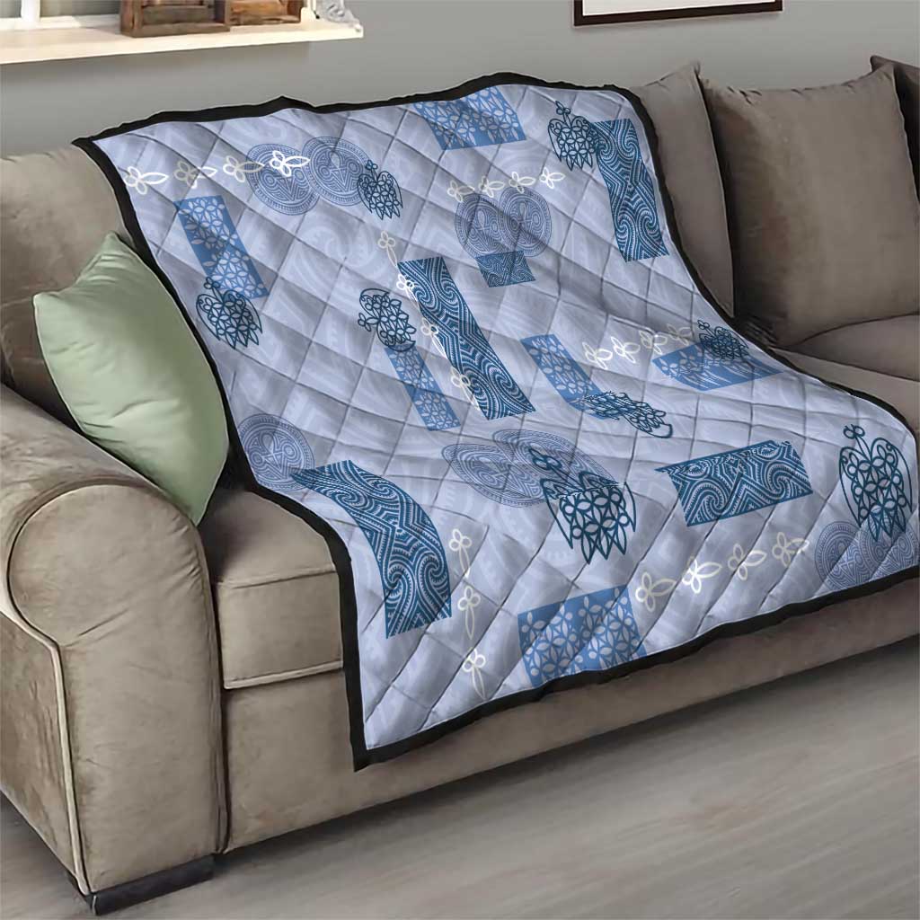 Vintage Lapita Quilt Iconic Double Face Pattern Blue LT05 - Polynesian Pride