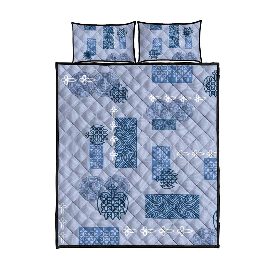 Vintage Lapita Quilt Bed Set Iconic Double Face Pattern Blue LT05 - Polynesian Pride