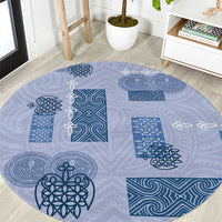 Vintage Lapita Round Carpet Iconic Double Face Pattern Blue LT05 Blue - Polynesian Pride