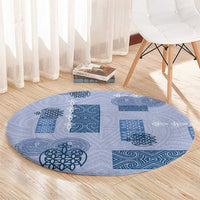 Vintage Lapita Round Carpet Iconic Double Face Pattern Blue LT05 - Polynesian Pride