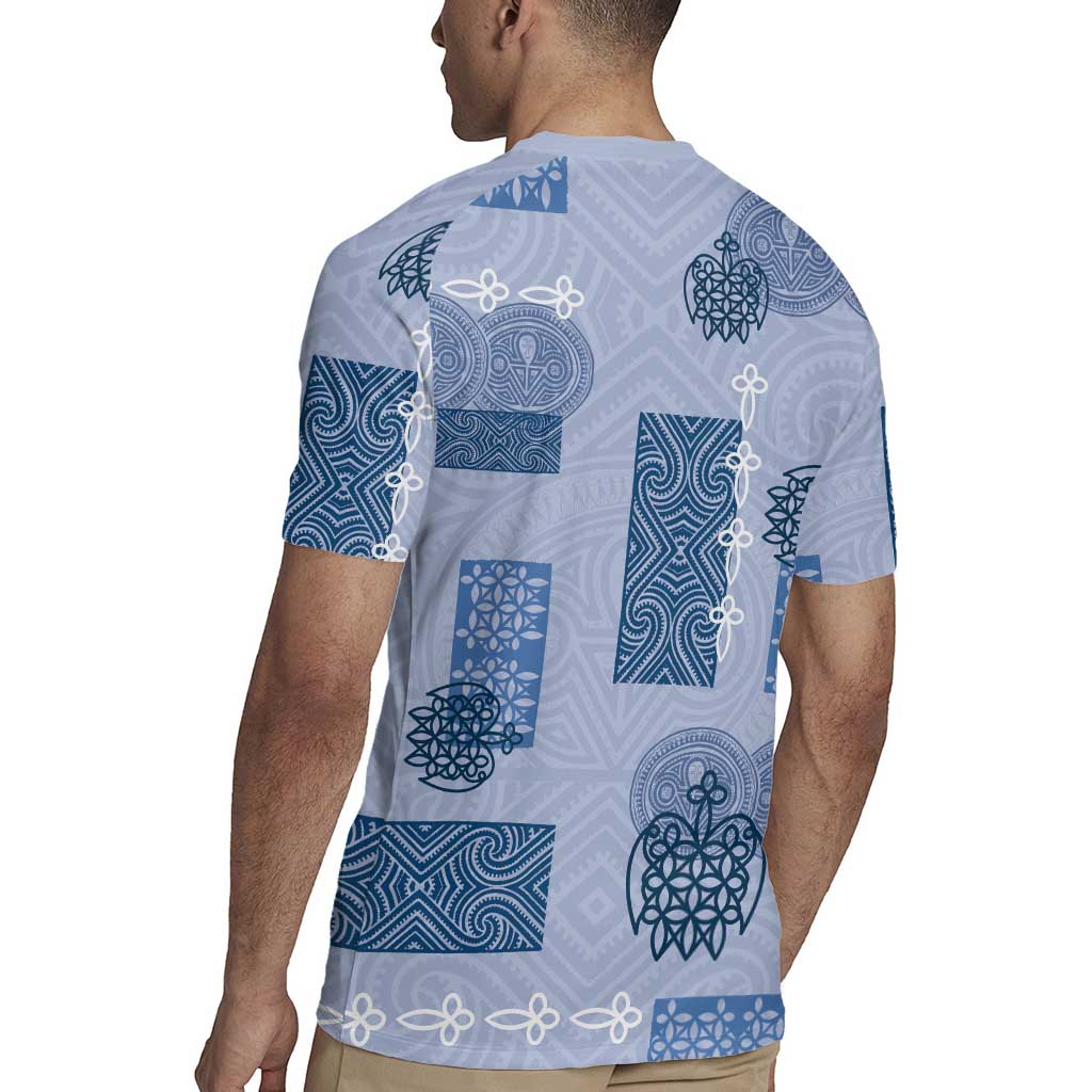 Vintage Lapita Rugby Jersey Iconic Double Face Pattern Blue LT05 - Polynesian Pride