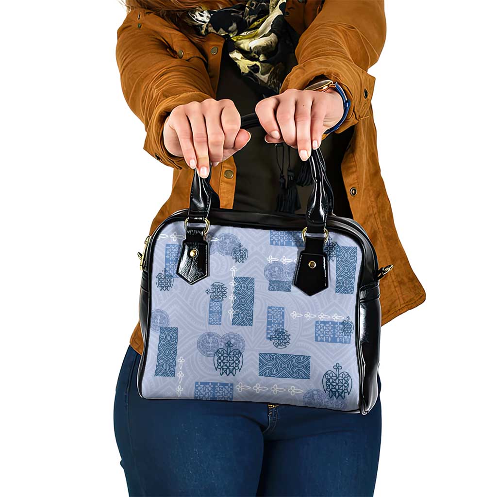 Vintage Lapita Shoulder Handbag Iconic Double Face Pattern Blue LT05 One Size Blue - Polynesian Pride