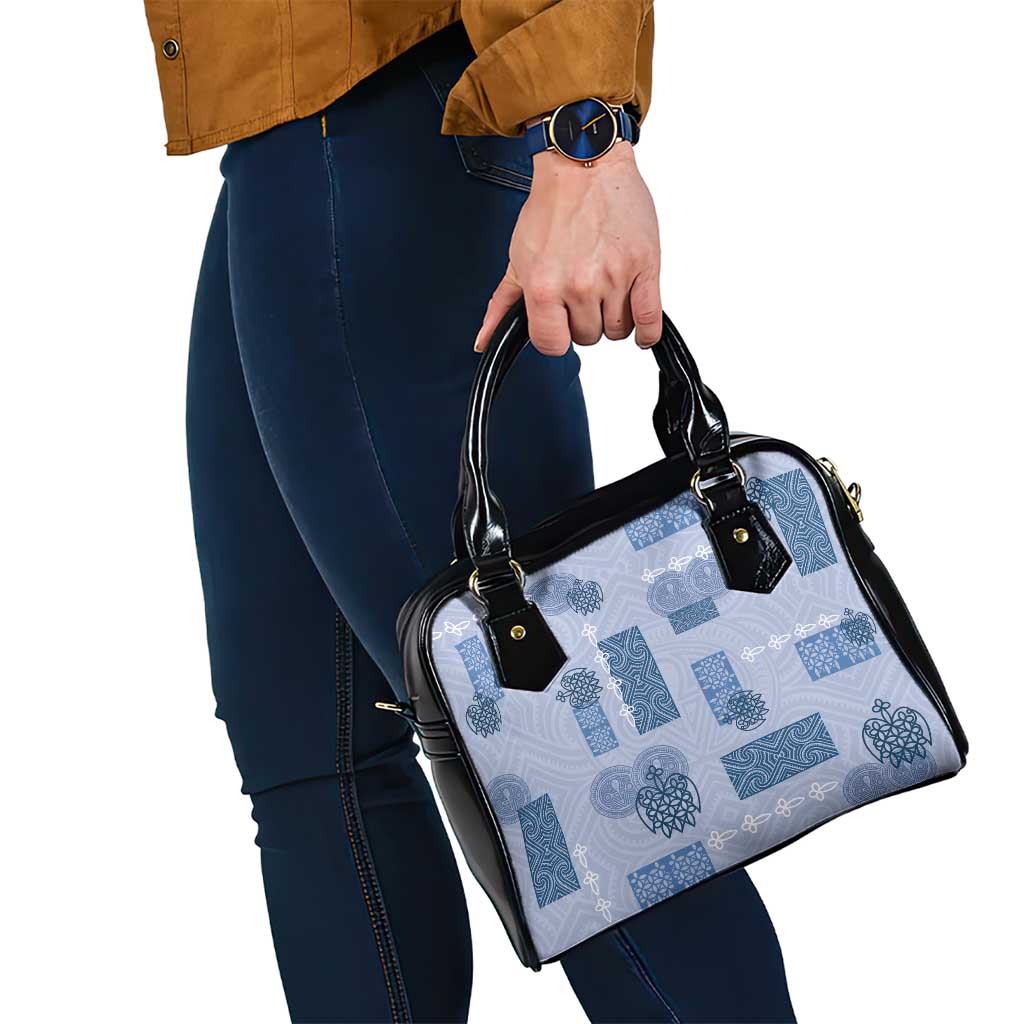 Vintage Lapita Shoulder Handbag Iconic Double Face Pattern Blue LT05 - Polynesian Pride