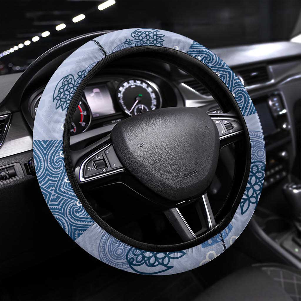 Vintage Lapita Steering Wheel Cover Iconic Double Face Pattern Blue