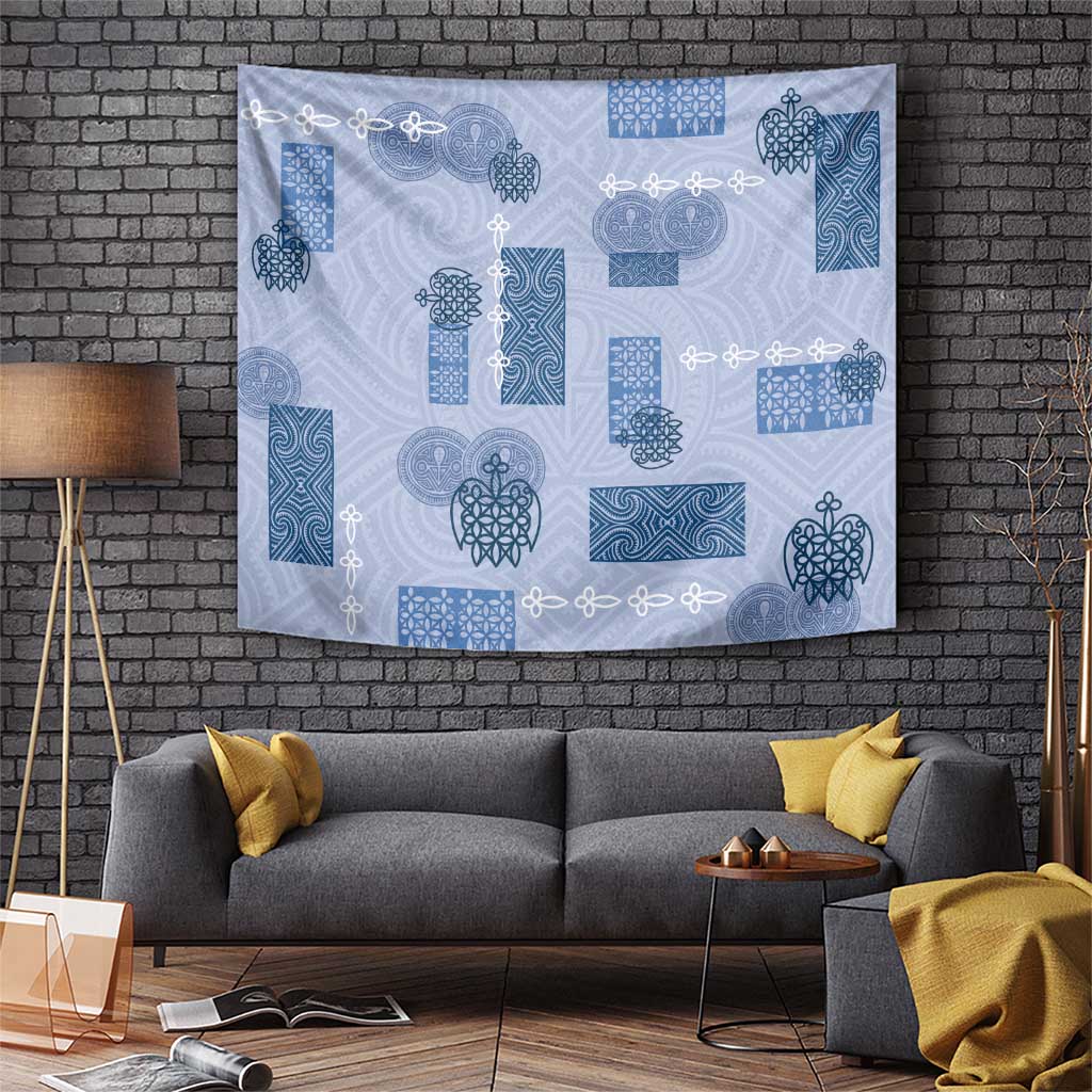 Vintage Lapita Tapestry Iconic Double Face Pattern Blue LT05 Blue - Polynesian Pride
