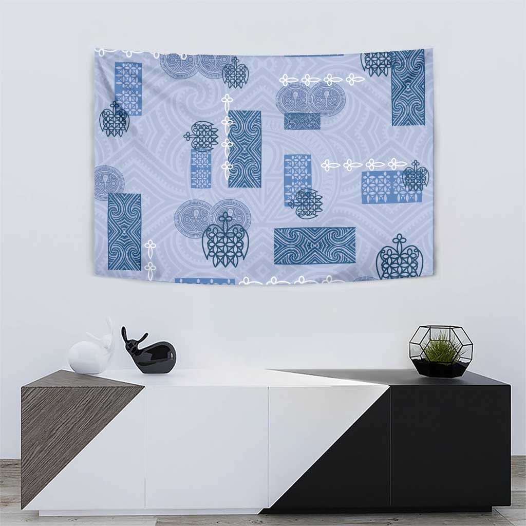 Vintage Lapita Tapestry Iconic Double Face Pattern Blue LT05 - Polynesian Pride