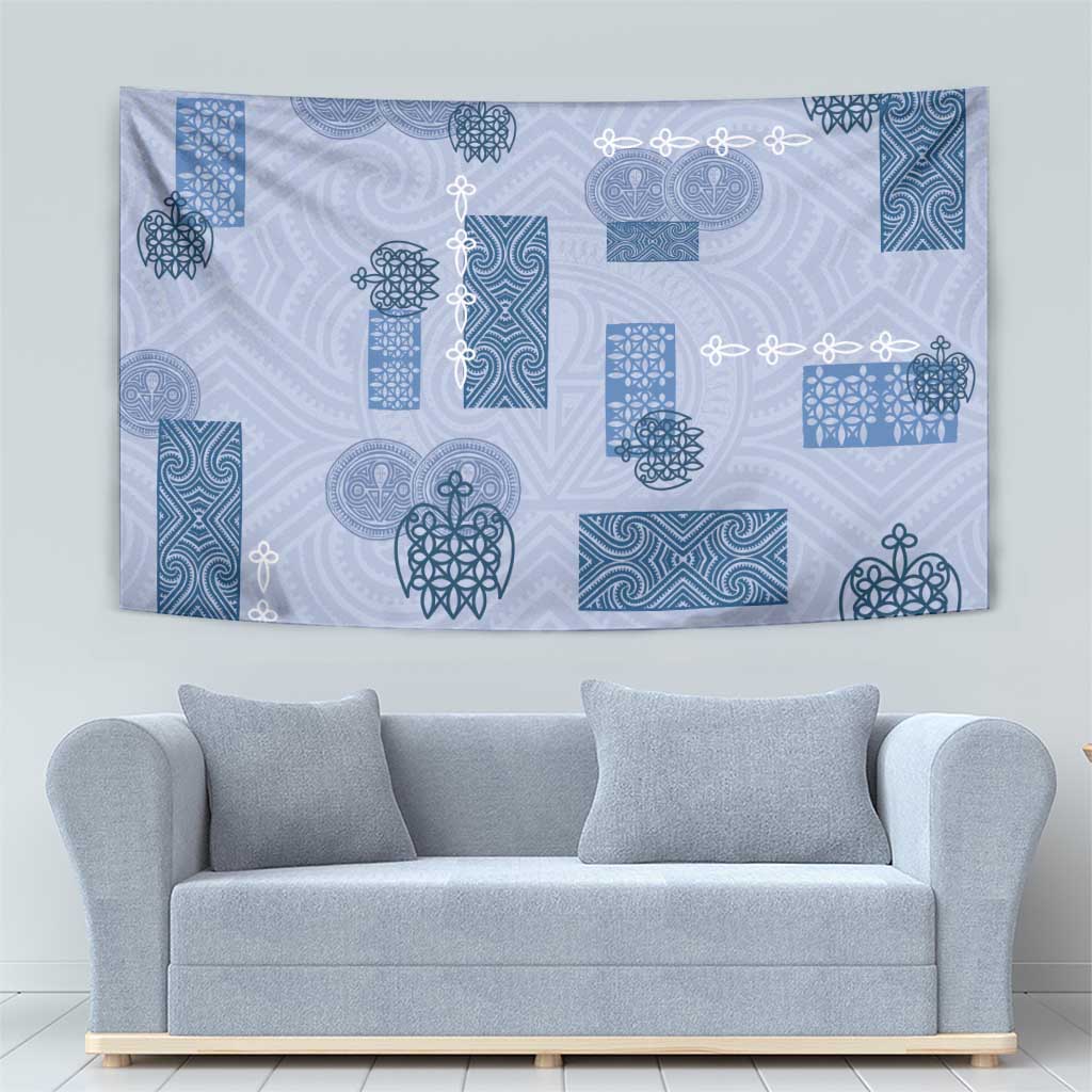 Vintage Lapita Tapestry Iconic Double Face Pattern Blue LT05 - Polynesian Pride