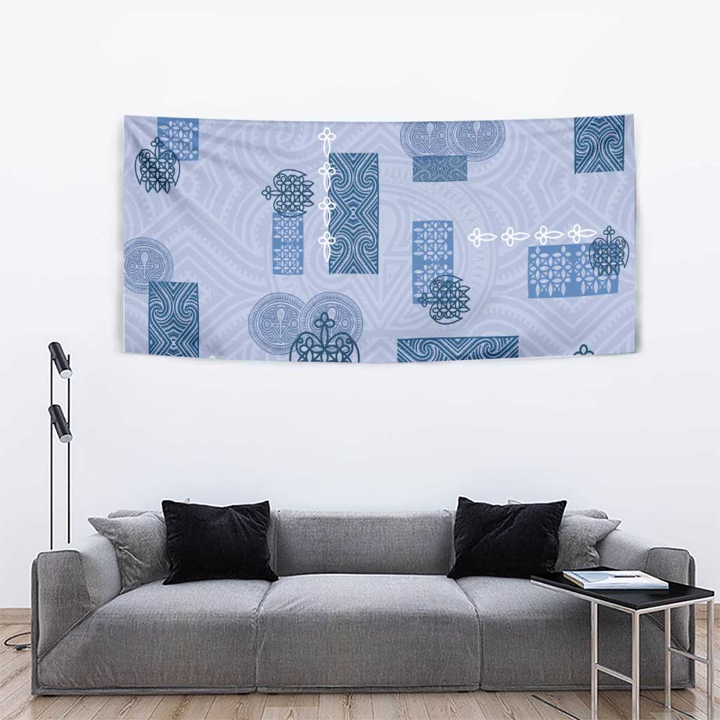 Vintage Lapita Tapestry Iconic Double Face Pattern Blue LT05 - Polynesian Pride