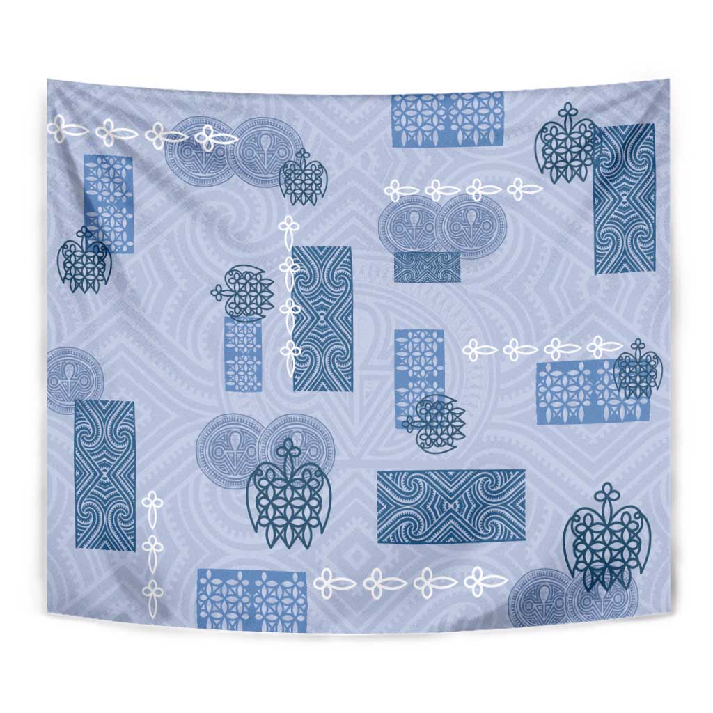 Vintage Lapita Tapestry Iconic Double Face Pattern Blue LT05 - Polynesian Pride