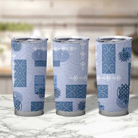 Vintage Lapita Tumbler Cup Iconic Double Face Pattern Blue LT05 - Polynesian Pride